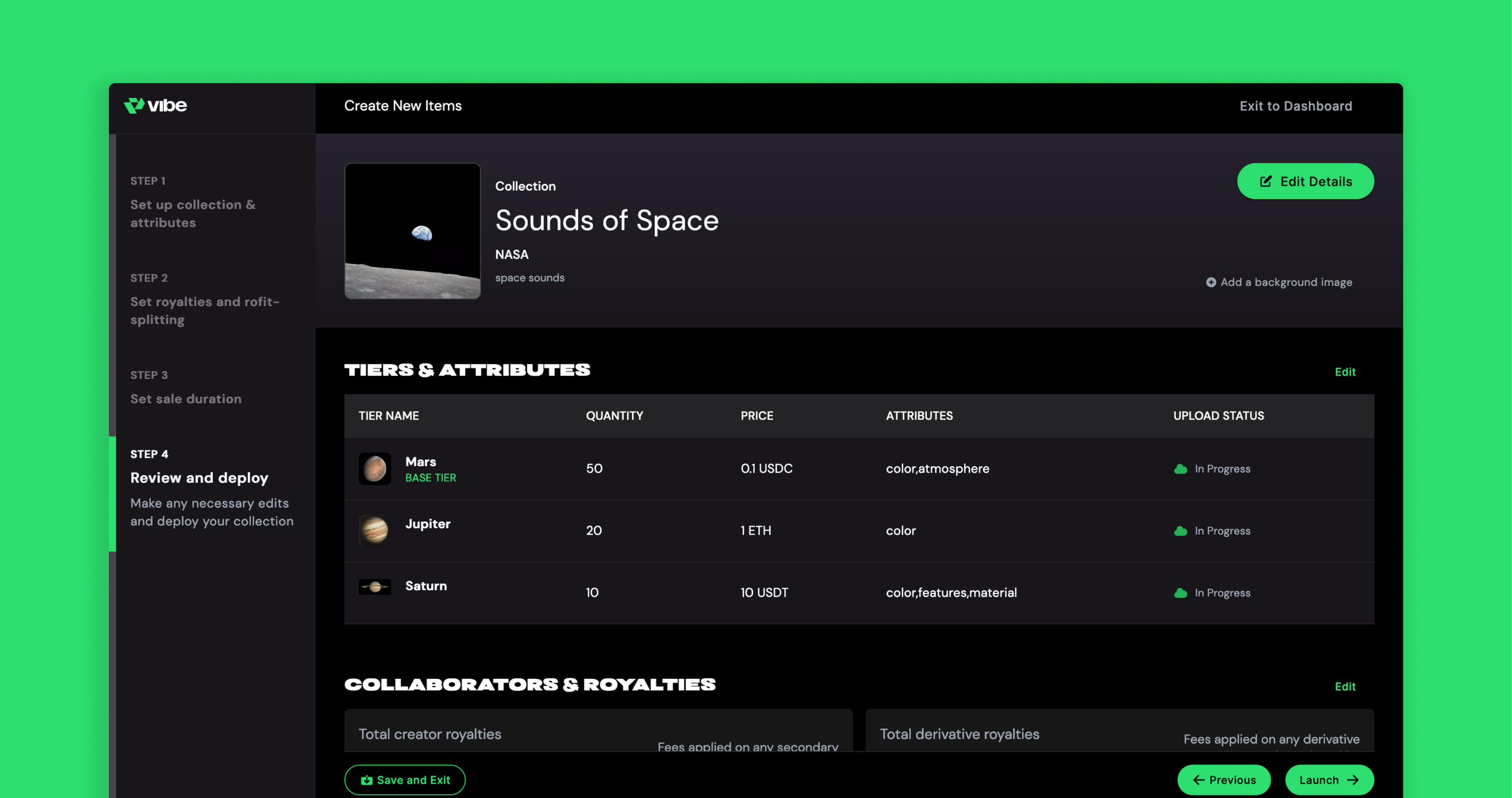 Vibe screen 4